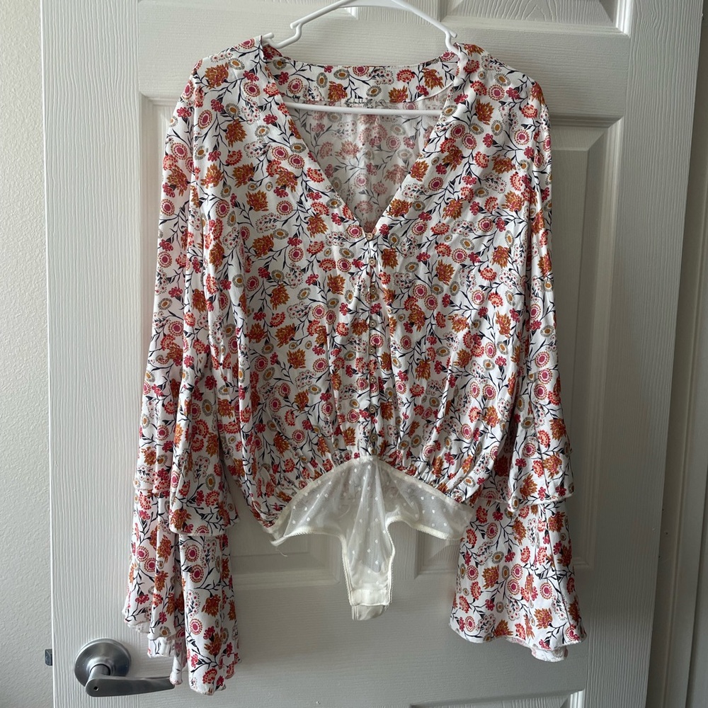Free People bell-sleeve bodysuit